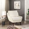 1pc Beige Accent Chair Cushion Seat Chenille Upholstery Comfort Style Durable Solid Wood Legs Contemporary Home Furniture