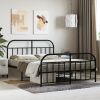 Metal Bed Frame without Mattress with Footboard Black 53.1"x74.8"