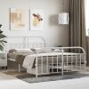 Metal Bed Frame without Mattress with Footboard White 59.1"x78.7"