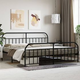 Metal Bed Frame without Mattress with Footboard Black 76"x79.9"