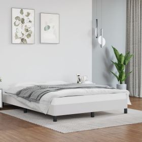 Bed Frame without Mattress White 53.9"x74.8" Full Faux Leather