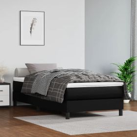 Bed Frame without Mattress Black Twin Faux Leather (US Only)