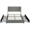 HOMCOM Full Size Bed Frame with Headboard, Upholstered Platform Bed Frame with Storage Drawers, Wood Slats, Noise-Free, and Easy Assembly