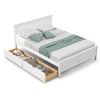 Full Size Bed Frame with Storage Drawers and Solid Wood Headboard