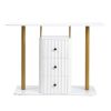 Modern Console Table with 3 Drawers, Faux Marble Veneer Entryway Table, Metal Frame Narrow Sofa Accent Table, Sofa Side Table for Living Room Bedroom