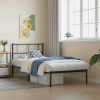 Metal Bed Frame without Mattress with Headboard Black 39.4"x74.8"