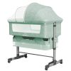 Baby Bassinet Bedside Sleeper Adjustable Portable Bed with Mosquito Nets,Green