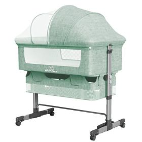 Baby Bassinet Bedside Sleeper Adjustable Portable Bed with Mosquito Nets,Green