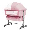 Baby Bassinet Bedside Sleeper Adjustable Portable Bed with Mosquito Nets,Pink