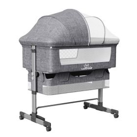 Baby Bassinet Bedside Sleeper Adjustable Portable Bed with Mosquito Nets,Grey