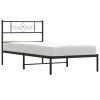 Metal Bed Frame without Mattress with Headboard Black 39.4"x78.7"