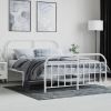 Metal Bed Frame without Mattress with Footboard White 53.1"x74.8"