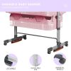 Baby Bassinet Bedside Sleeper Adjustable Portable Bed with Mosquito Nets,Pink
