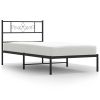 Metal Bed Frame without Mattress with Headboard Black 39.4"x78.7"
