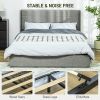 HOMCOM Full Size Bed Frame with Headboard, Upholstered Platform Bed Frame with Storage Drawers, Wood Slats, Noise-Free, and Easy Assembly