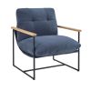 Modern Accent Chair, Comfy Chair with Removable Cushion, Vanity Chair with Wood Armrests for Living Room, Bedroom, Blue