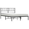 Metal Bed Frame without Mattress with Headboard Black 59.1"x78.7"