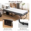 Folding Bed Cot with Mattress for Adults, 75x31 Inches Foldable Metal Frame Bed for Guest with Memory Foam Mattress on Wheels
