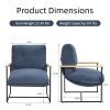 Modern Accent Chair, Comfy Chair with Removable Cushion, Vanity Chair with Wood Armrests for Living Room, Bedroom, Blue