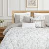 7 PCS Botanical Leaves Printed Comforter Set Embroidered Bed in a Bag