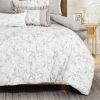 7 PCS Botanical Leaves Printed Comforter Set Embroidered Bed in a Bag