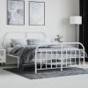 Metal Bed Frame without Mattress with Footboard White 59.1"x78.7"