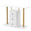 Modern Console Table with 3 Drawers, Faux Marble Veneer Entryway Table, Metal Frame Narrow Sofa Accent Table, Sofa Side Table for Living Room Bedroom
