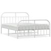 Metal Bed Frame without Mattress with Footboard White 59.1"x78.7"