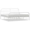 Metal Bed Frame without Mattress with Footboard White 76"x79.9"