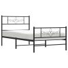 Metal Bed Frame without Mattress with Footboard Black 39.4"x78.7"