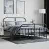 Metal Bed Frame without Mattress with Footboard Black 53.1"x74.8"