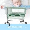 Baby Bassinet Bedside Sleeper Adjustable Portable Bed with Mosquito Nets,Green