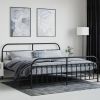 Metal Bed Frame without Mattress with Footboard Black 76"x79.9"