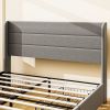 HOMCOM Full Size Bed Frame with Headboard, Upholstered Platform Bed Frame with Storage Drawers, Wood Slats, Noise-Free, and Easy Assembly