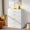 [FCH] white pitted particleboard with triamine coating, tempered glass 66*35*83cm, visible side of the cabinet, five drawers