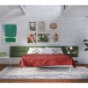 Jaxx Panelist Modern Padded Headboard â€“ Set of 4 Wall Mounted Panels (Each 11.25" x 30") - Queen, Cypress Green Microvelvet