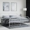 Metal Bed Frame without Mattress with Footboard White 76"x79.9"