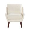 1pc Beige Accent Chair Cushion Seat Chenille Upholstery Comfort Style Durable Solid Wood Legs Contemporary Home Furniture