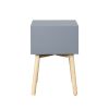 Side Table with 2 Drawer and Rubber Wood Legs;  Mid-Century Modern Storage Cabinet for Bedroom Living Room Furniture;  Gray