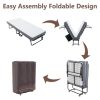 Folding Bed Cot with Mattress for Adults, 75x31 Inches Foldable Metal Frame Bed for Guest with Memory Foam Mattress on Wheels
