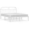 Metal Bed Frame without Mattress with Headboard White 59.1"x78.7"