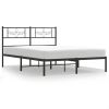 Metal Bed Frame without Mattress with Headboard Black 53.1"x74.8"