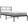 Metal Bed Frame without Mattress with Headboard Black 39.4"x74.8"