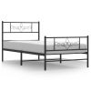 Metal Bed Frame without Mattress with Footboard Black 39.4"x78.7"