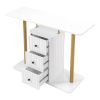 Modern Console Table with 3 Drawers, Faux Marble Veneer Entryway Table, Metal Frame Narrow Sofa Accent Table, Sofa Side Table for Living Room Bedroom