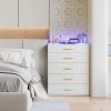 [FCH] white pitted particleboard with triamine coating, tempered glass 66*35*83cm, visible side of the cabinet, five drawers
