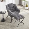 Lazy Chair with Ottoman, Modern Lounge Accent Chair with Armrests and a Side Pocket