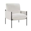 Modern Accent Chair, Comfy Chair with Removable Cushion, Vanity Chair with Wood Armrests for Living Room, Bedroom, White