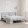 Metal Bed Frame without Mattress with Headboard Black 76"x79.9"