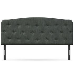 Full Size Faux Linen Upholstered Headboard with Adjustable Heights (Color: Dark Gray)